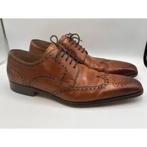 Magnanni Brown Leather Wingtip Brogue Oxford Dress Shoes 11 Made in Portugal